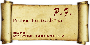 Priher Feliciána névjegykártya